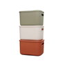 Aberto Design 241762 Set de 3 Cajas de Almacenaje Verde Claro, Rojo Teja y Crema 6.2L Plástico 18x25x16cm