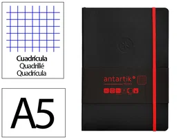 Antartik Cuaderno A5 Tapa Blanda Hojas Cuadriculadas Negro y Rojo 80 Hojas 80 gr FSC