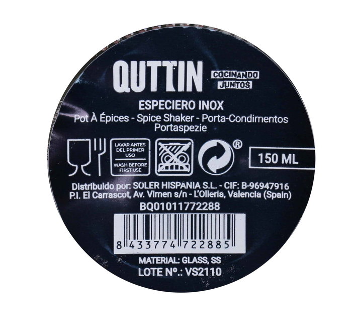 Quttin Especiero Inox 150 ml (24 Unidades)