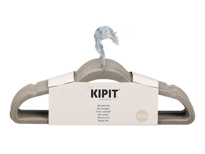 KIPIT Set de 8 Perchas Flocadas Gris 44,5x22cm KIPIT Set de 8 Perchas Flocadas Gris 44,5x22cm