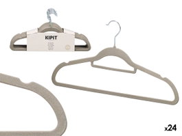 KIPIT Set de 8 Perchas Flocadas Gris 44,5x22cm