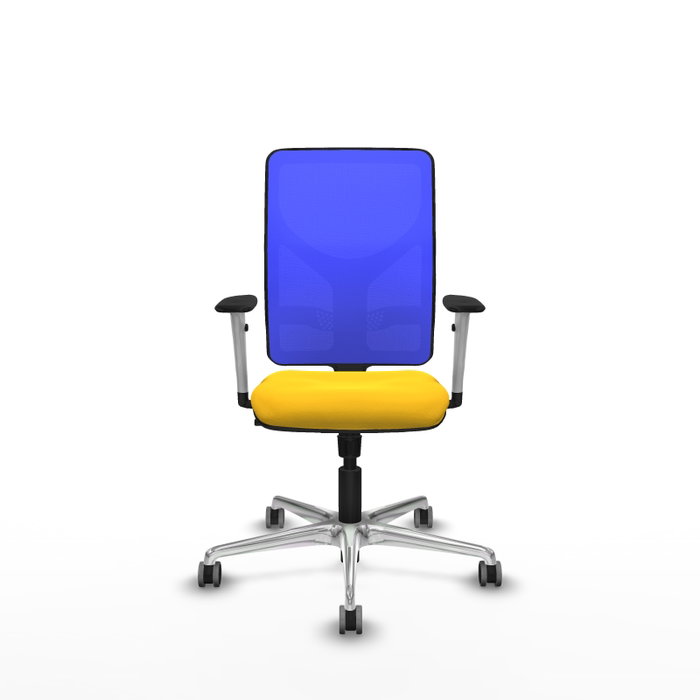 PIQUERAS Y CRESPO Silla de oficina Motilla con mecanismo Sincro, asiento amarillo y respaldo azul PIQUERAS Y CRESPO Silla de oficina Motilla con mecanismo Sincro, asiento amarillo y respaldo azul