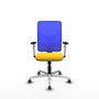 PIQUERAS Y CRESPO Silla de oficina Motilla con mecanismo Sincro, asiento amarillo y respaldo azul