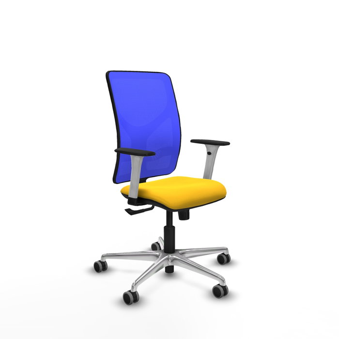 PIQUERAS Y CRESPO Silla de oficina Motilla con mecanismo Sincro, asiento amarillo y respaldo azul PIQUERAS Y CRESPO Silla de oficina Motilla con mecanismo Sincro, asiento amarillo y respaldo azul