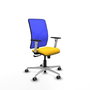 PIQUERAS Y CRESPO Silla de oficina Motilla con mecanismo Sincro, asiento amarillo y respaldo azul