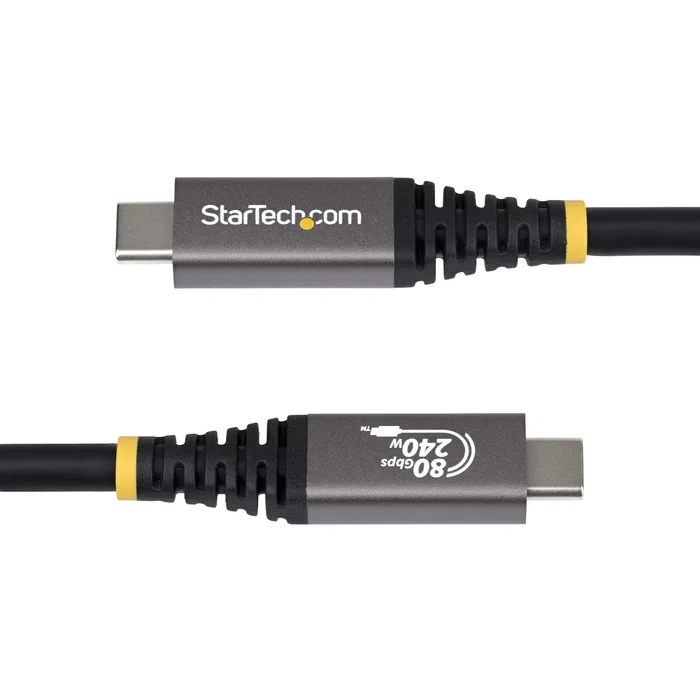 Startech Cable USB4 CC150CM80GUSB4CABLE 1.5m - USB-C a USB-C, 80 Gbps, Certificado USB-IF, 240W PD 3.1, Soporta 8K@120Hz y DisplayPort 2.1 para Portátil y Monitor