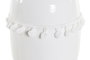 DKD Home Decor Jarrón de Gres con Pompon Blanco 10,3x10,3x14,5 cm