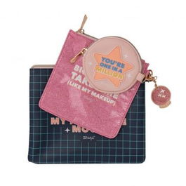 Mr. Wonderful WOA11281EM Set de 3 Neceser de Maquillaje Glitter Multicolor con Cremallera