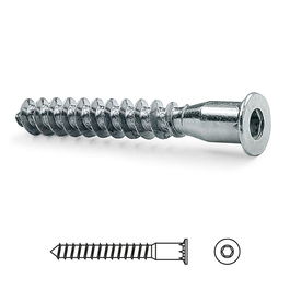 HERRAJES ALK Tornillo Autorroscante Rosca Madera 7x50mm Cabeza Plana Allen Zincado Acero Inoxidable