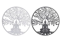 DKD Home Decor Decoración de Pared Oriental Buda Metal Negro Blanco 60 x 60 cm (4 Unidades)