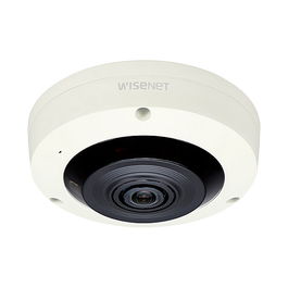 Hanwha - Wisenet Cámara de Seguridad IP Domo Fijo 360° 6MP XNF-8010R/RP, Visión Nocturna, PoE, Interior/Exterior, Soporta Español