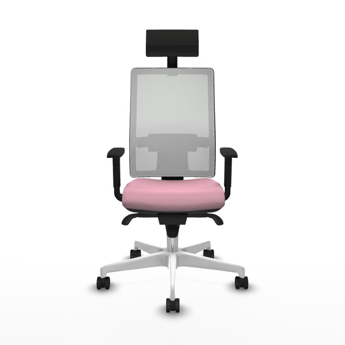 PIQUERAS Y CRESPO Silla de oficina Horna Rosa con Malla Blanca