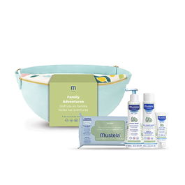 Mustela Set de Cuidado Corporal Hydra Bebé para Recién Nacidos, Crema Facial, Leche Corporal, Gel de Baño, Toallitas y Bolso