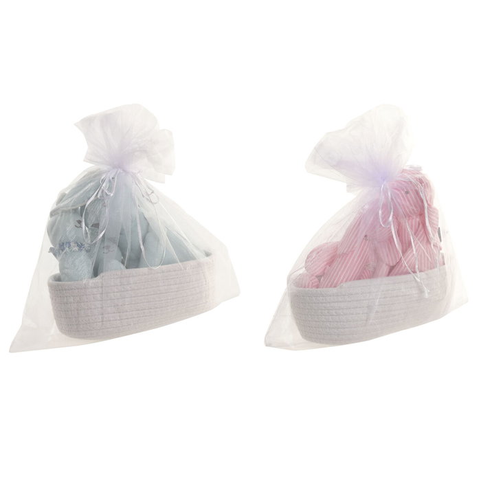 DKD Home Decor Set de 4 Peluches Rosa y Azul