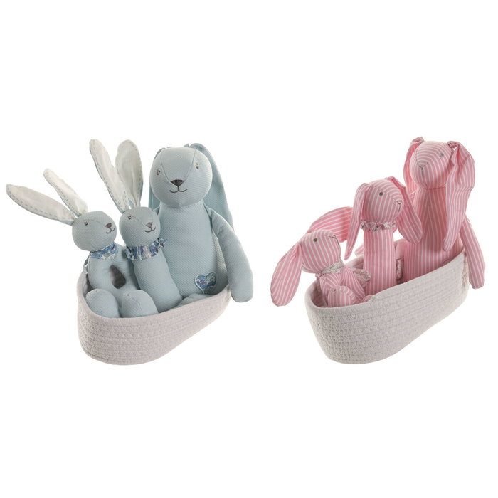 DKD Home Decor Set de 4 Peluches Rosa y Azul