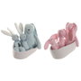 DKD Home Decor Set de 4 Peluches Rosa y Azul
