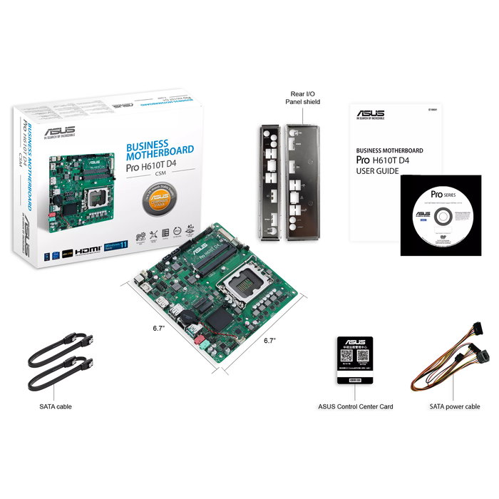 ASUS Pro H610T-CSM Thin Mini ITX - Placa Base Intel LGA 1700 - Chipset H610 - Compatible Intel Core i3/i5/i7/i9, Celeron, Pentium - DDR4 SO-DIMM hasta 64 GB - HDD/SSD SATA III, M.2