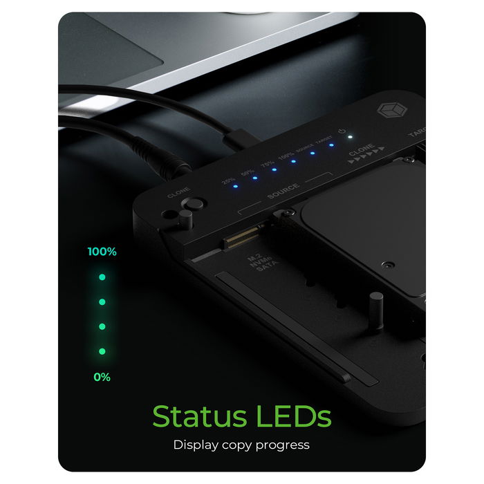 ICY BOX IB-2913MCL-C31 Docking Station para 2x M.2 NVMe/SATA SSD y 3.5"/2.5" HDD/SSD, USB-C 3.2