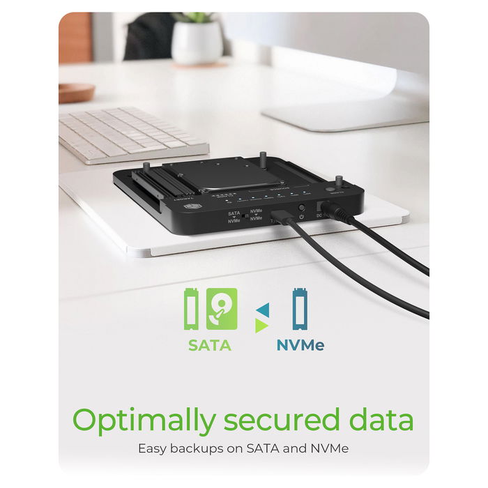 ICY BOX IB-2913MCL-C31 Docking Station para 2x M.2 NVMe/SATA SSD y 3.5"/2.5" HDD/SSD, USB-C 3.2