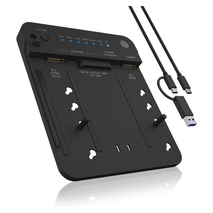 ICY BOX IB-2913MCL-C31 Docking Station para 2x M.2 NVMe/SATA SSD y 3.5"/2.5" HDD/SSD, USB-C 3.2