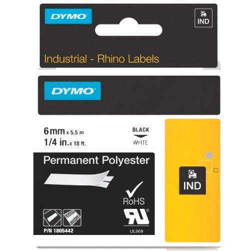 Dymo Rhino Cinta ID1-6 Negro sobre Blanco 6mm x 5,5m