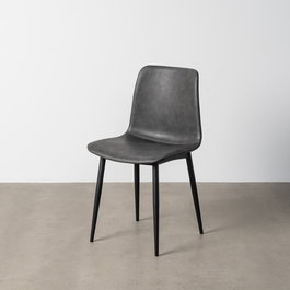 Silla Negro Metal / Simil Piel (Set de 2)