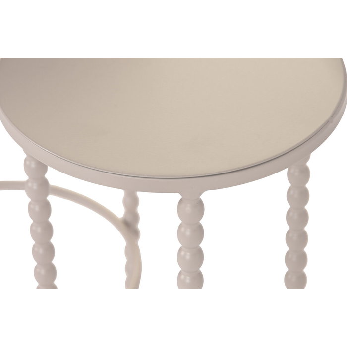 DKD Home Decor Set de 3 Mesitas Auxiliares de Metal Bolas Crema DKD Home Decor Set de 3 Mesitas Auxiliares de Metal Bolas Crema