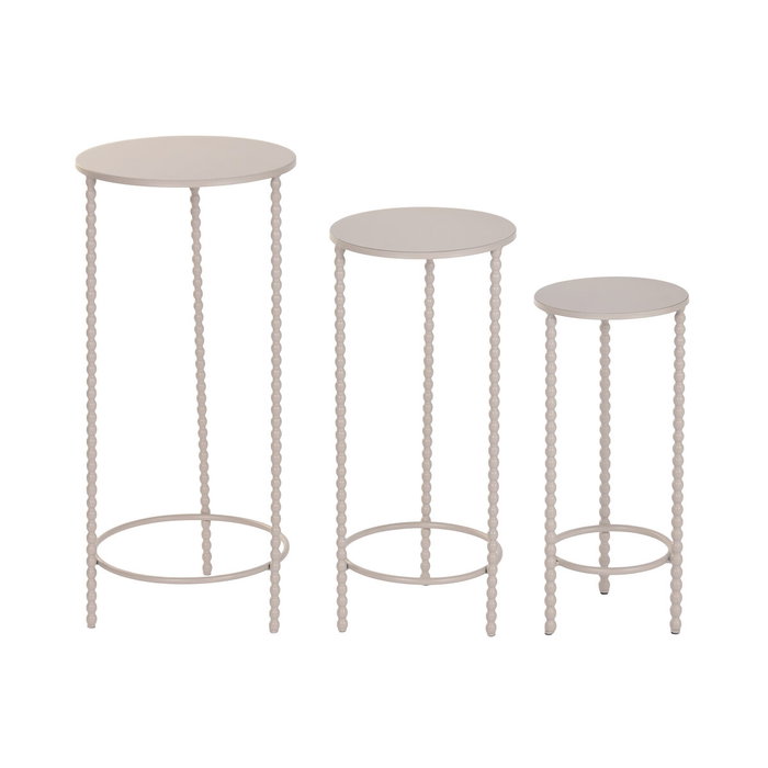 DKD Home Decor Set de 3 Mesitas Auxiliares de Metal Bolas Crema DKD Home Decor Set de 3 Mesitas Auxiliares de Metal Bolas Crema