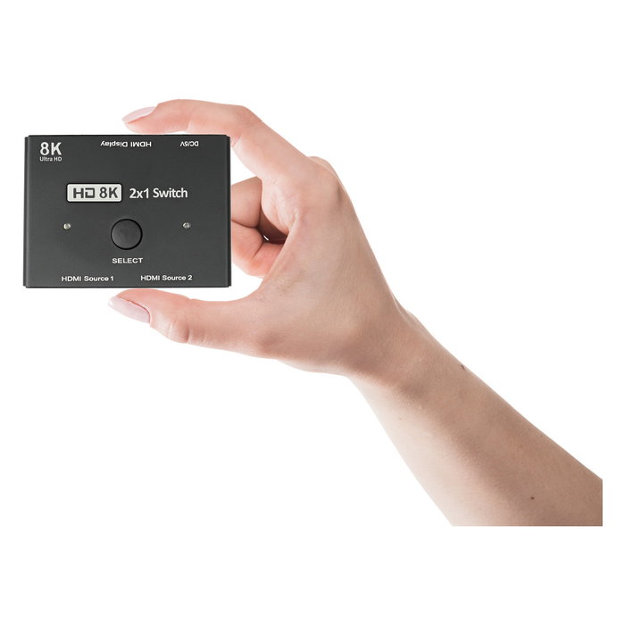 GoodConnections Switch HDMI 2.1 Direccional 2 Entradas 1 Salida 8K@60Hz 4K@120Hz HDR HDCP 2.3 - Negro