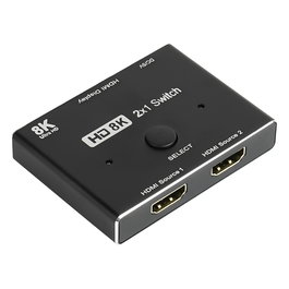 GoodConnections Switch HDMI 2.1 Direccional 2 Entradas 1 Salida 8K@60Hz 4K@120Hz HDR HDCP 2.3 - Negro