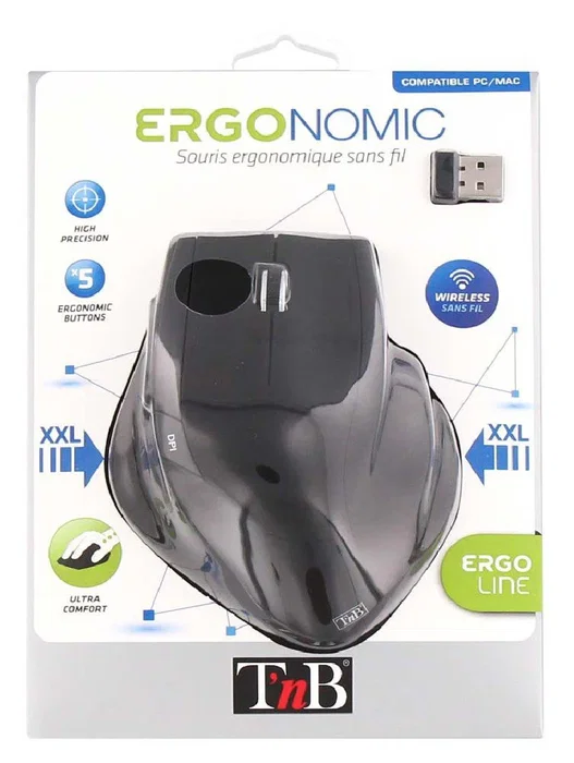 TNB Raton inalambrico ergonomico negro ERGO LINE Souris sans fil Ergonomique