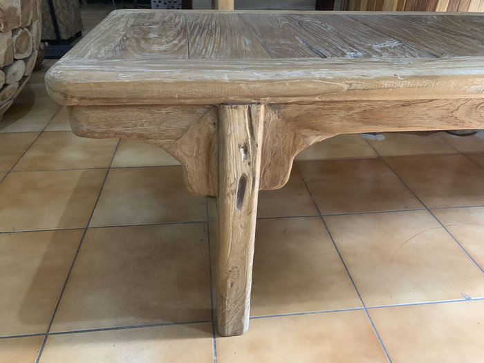 DKD Home Decor Azul tierra 23 Descalzadora Natural Marron Oscuro Teca Reciclada 41 x 48 x 183 cm