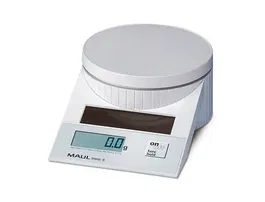 Maul Báscula de Precisión Solar 5000 g, Apagado Automático, Blanco, Certificado Ecológico Ángel Azul, Plato 12.8 cm
