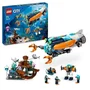 LEGO CITY 60379 El submarino de exploración de aguas profundas, juguete con buzo y tiburón