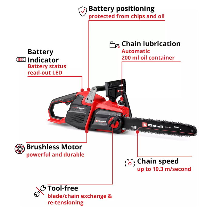 Einhell GP-LC 36/40 Li BL-Solo Sierra de cadena profesional 36V