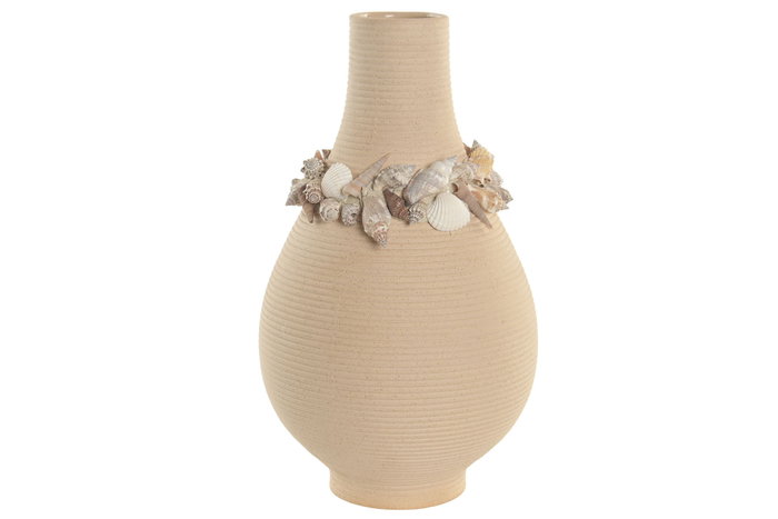 DKD Home Decor Jarrón de Cerámica Crema 19x19x33 cm DKD Home Decor Jarrón de Cerámica Crema 19x19x33 cm
