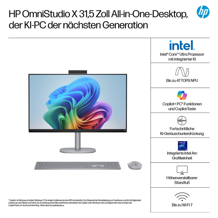 HP OmniStudio X 32-c1173ng All-in-One PC - Intel Core i7, 16GB RAM, 1TB SSD, Windows 11 Home