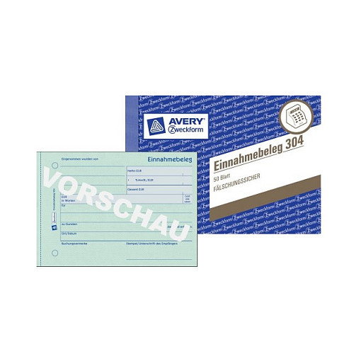 AVERY Zweckform Einnahmebeleg Formularbuch 304, 1 unidad AVERY Zweckform Einnahmebeleg Formularbuch 304, 1 unidad