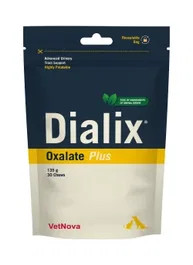Vetnova Dialix Oxalate Plus 30 Chews - Suplemento con Citrato Potasio, Glucosamina, Omega-3 y Vitamina B6 para Reducir Urolitos de Oxalato en Perros y Gatos
