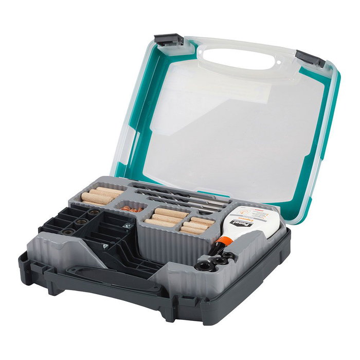 Wolfcraft 4645000 Juego Universal de Maestro de Ensamblaje para Madera con 79 Piezas para Unir Madera con Espigas 6, 8 y 10mm Wolfcraft 4645000 Juego Universal de Maestro de Ensamblaje para Madera con 79 Piezas para Unir Madera con Espigas 6, 8 y 10mm