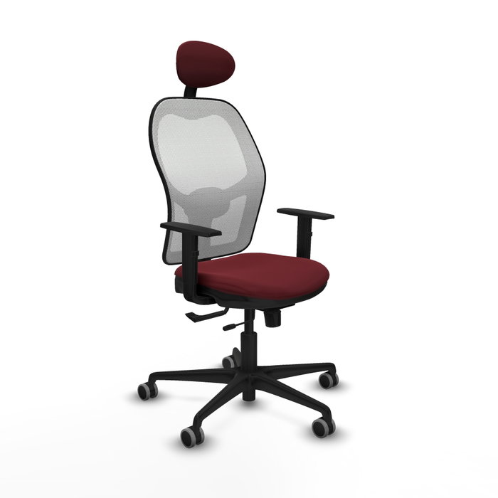 PIQUERAS Y CRESPO Silla de oficina Jorquera con mecanismo Sincro/Traslack, Granate y Blanco PIQUERAS Y CRESPO Silla de oficina Jorquera con mecanismo Sincro/Traslack, Granate y Blanco