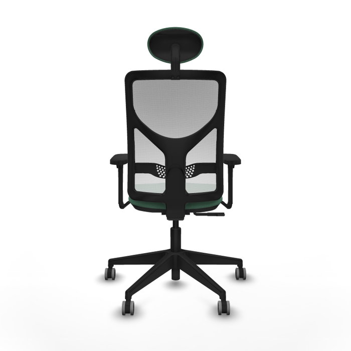 Silla de oficina Motilla con mecanismo Sincro tapizada con Tela color Verde esmeralda y malla color Blanco. Equipada con lumbar 1D, Brazos 3D, Cabecero Fijo y Ruedas 65 mm parqué Silla de oficina Motilla con mecanismo Sincro tapizada con Tela color Verde esmeralda y malla color Blanco. Equipada con lumbar 1D, Brazos 3D, Cabecero Fijo y Ruedas 65 mm parqué