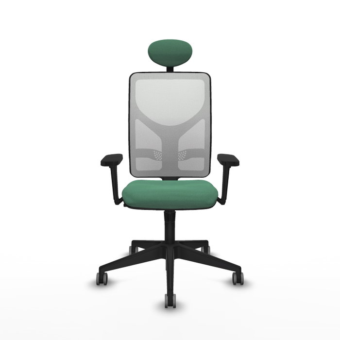 Silla de oficina Motilla con mecanismo Sincro tapizada con Tela color Verde esmeralda y malla color Blanco. Equipada con lumbar 1D, Brazos 3D, Cabecero Fijo y Ruedas 65 mm parqué Silla de oficina Motilla con mecanismo Sincro tapizada con Tela color Verde esmeralda y malla color Blanco. Equipada con lumbar 1D, Brazos 3D, Cabecero Fijo y Ruedas 65 mm parqué