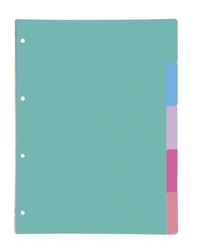 OXFORD Separadores de cartulina Strongline A4, 5 posiciones, colores pastel OXFORD Separadores de cartulina Strongline A4, 5 posiciones, colores pastel