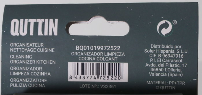 Quttin Organizador de Limpieza para Cocina Colgante
