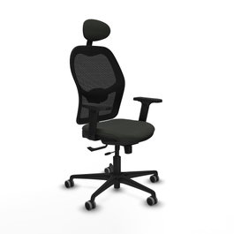 PIQUERAS Y CRESPO Silla de oficina Jorquera con mecanismo Sincro/Traslack y Brazos 2D, Negro