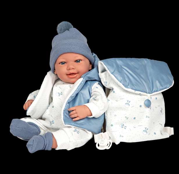 Muñecas Arias Muñeca Elegance Adi Azul con Mochila, Muñeco de Peso de 45 cm para Niñas desde 3 Años Muñecas Arias Muñeca Elegance Adi Azul con Mochila, Muñeco de Peso de 45 cm para Niñas desde 3 Años