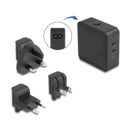 DeLOCK 41443 Cargador GaN 2 x USB Tipo-C 65 W