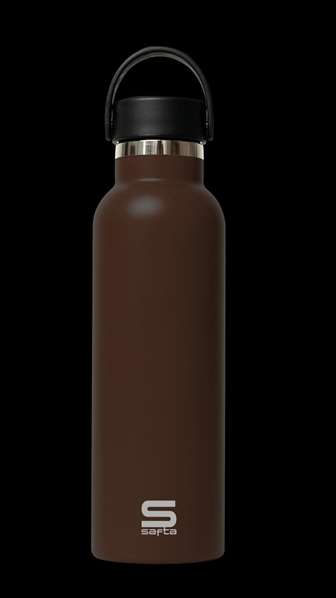 Safta Botella Termo 600 ml con Exterior de Goma, Color Chocolate, 25 x 7.3 x 7.3 cm