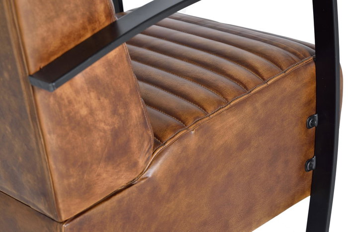 Giner y Colomer Sillón Industrial en Piel Natural Marrón con Estructura de Hierro